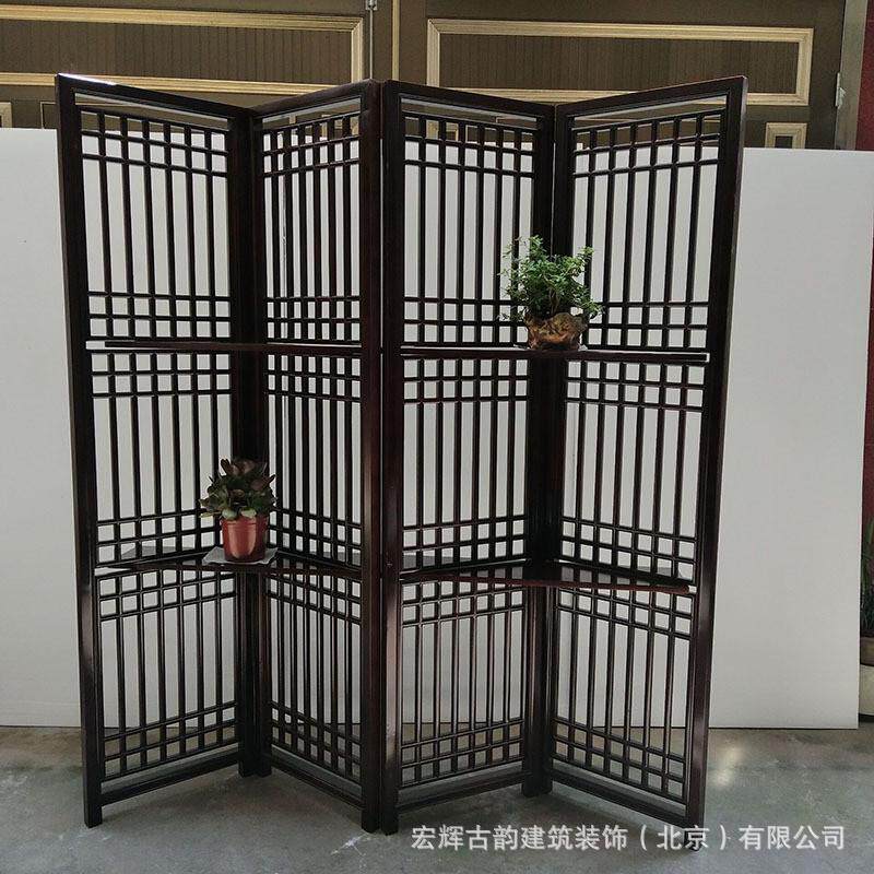 新中式大量实木屏风供应仿古日式简约花格折屏北京木格隔断厂家