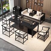 hf2x新中式 茶桌椅组合实木黑酸枝色茶具套装 一体茶台功夫简约家用