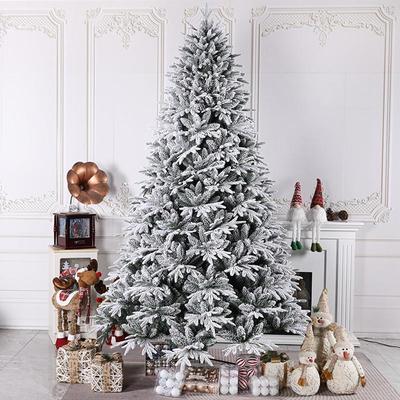 多雪圣诞树pe混树植绒圣诞树厂家圣诞节210cm雪花景装饰树落雪pvc