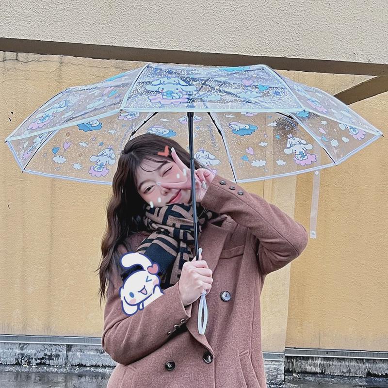 玉桂狗全自动透明雨伞大耳狗卡通加厚折叠伞小白狗高颜值雨伞儿童