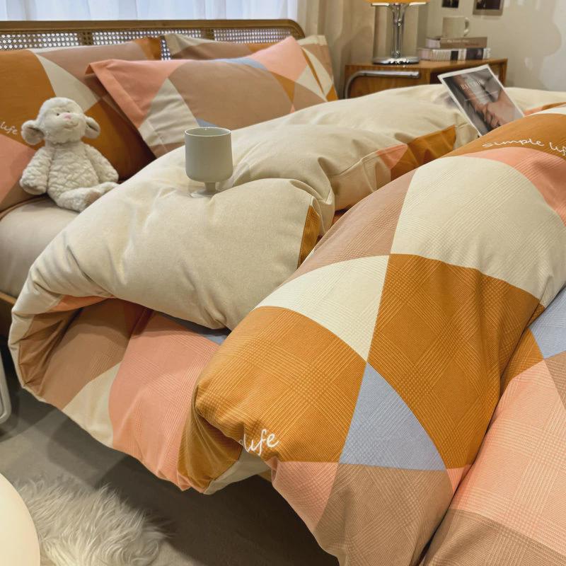 全棉磨毛床单四件套100棉被套加厚笠秋冬床上用品