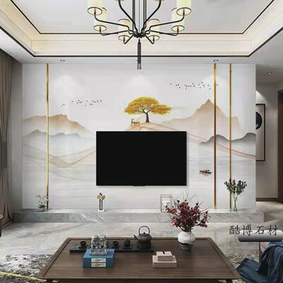 背景墙1200x2400大板瓷砖岩板连纹仿大理石纹客厅背景墙安装入户