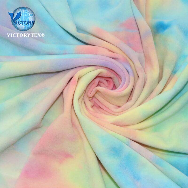 扎染氨氨纶绒布针织经编超七彩扎染水晶超柔短毛绒布服装家纺面料