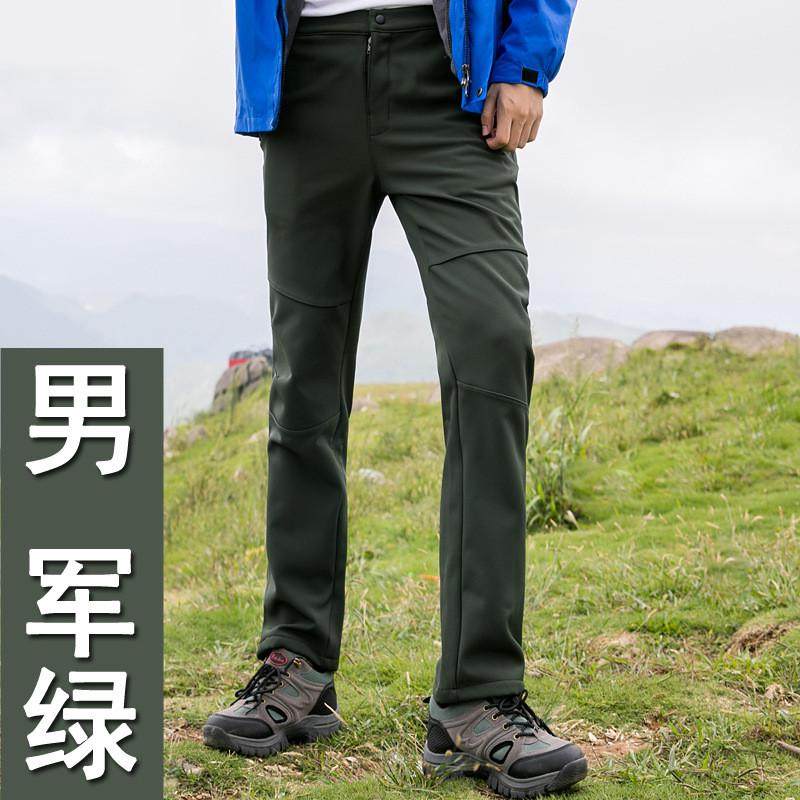 现货批发秋冬户外软壳加绒冲锋裤男防风裤女保暖抓绒裤运动登山裤
