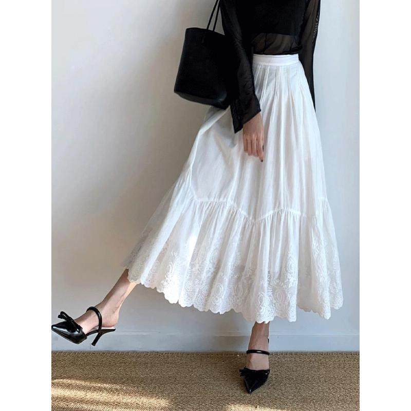 白色a字女春季2024新款中长款小个子显瘦气质蛋糕伞裙,女装/女士精品,大码半身裙,淘宝优惠券,粉丝福利购,淘宝优惠卷