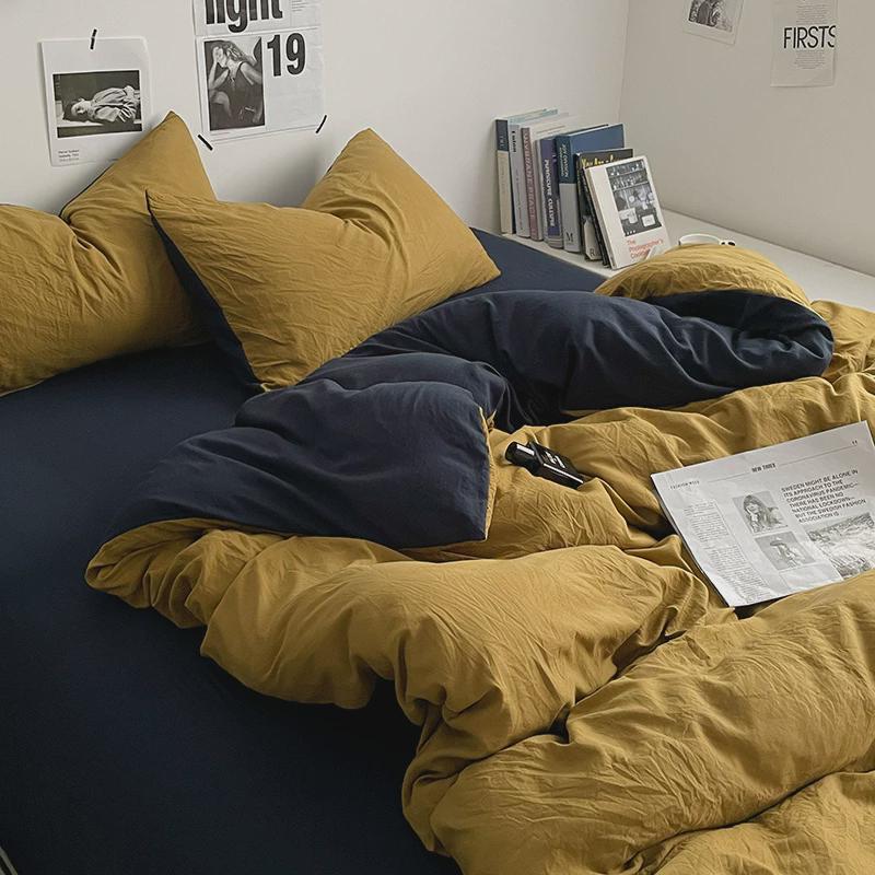 ins风四件套超柔软全棉床上双拼被套被罩床单床笠宿舍单人三件套4