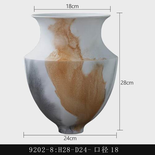现代极简白色粗陶罐陶瓷花瓶摆件样板间侘装饰品感寂风插花器