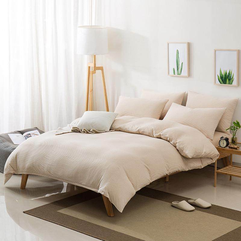 日式全棉天竺棉针织棉四件套纯棉条纹被套床单床上用品款裸睡床笠,床上用品,床品套件/四件套/多件套,淘宝优惠券,粉丝福利购,淘宝优惠卷