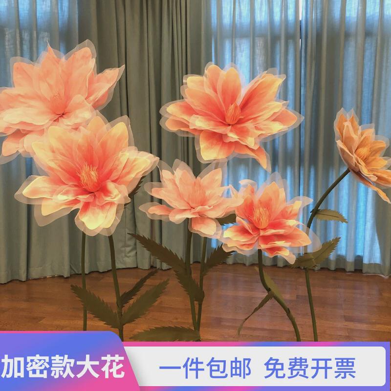 新款荷花路引花婚庆道具舞台布置装饰橱窗真丝纱花泡沫花雾霾蓝花