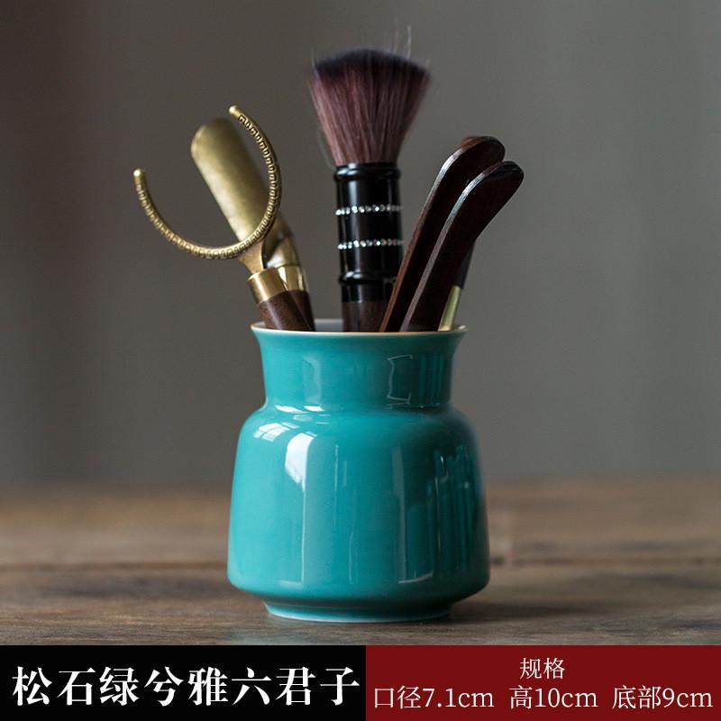 则茶道六君子功夫茶具配件零配六君子套装陶瓷筒茶黑檀木茶夹茶刀