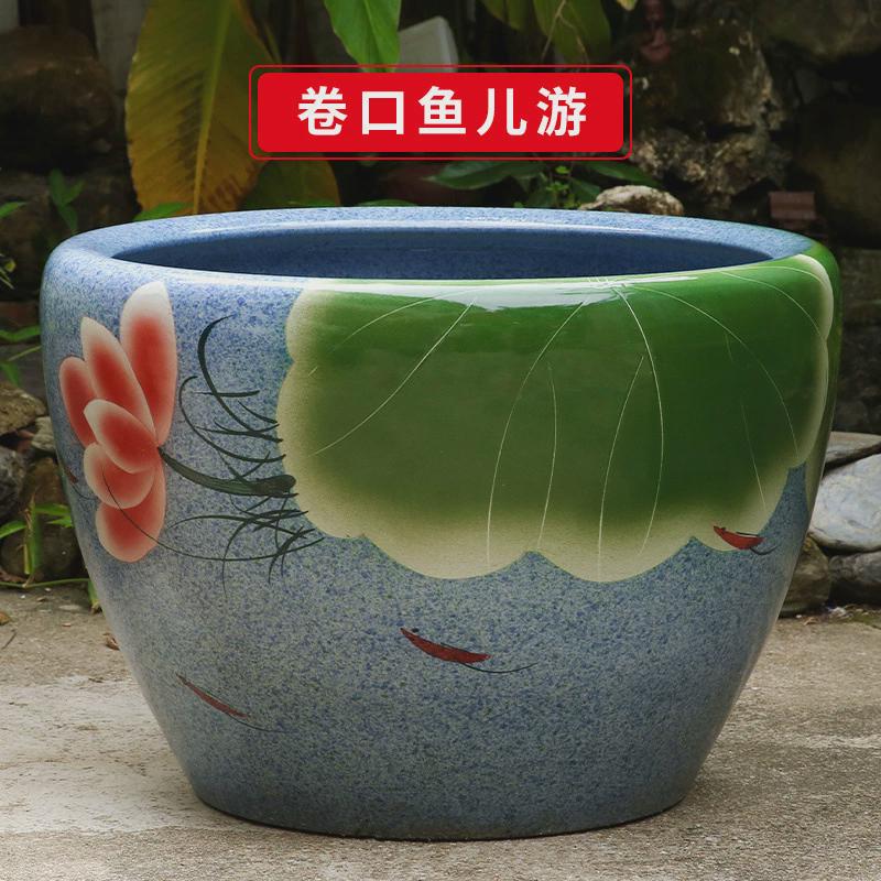 古法生态土陶瓷养金鱼缸荷花睡莲池老旧式阳台室户外庭院大号水缸