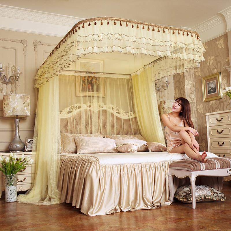 u型导轨伸缩三开门蚊帐宫廷轨道落地公主风1.5米/1.8m2床双