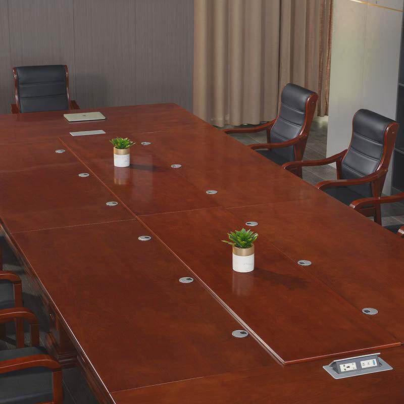 贴木皮会议桌长桌会议室桌椅古典中式洽谈室会议台办公开会桌子
