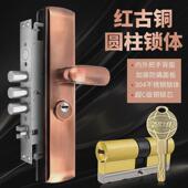 防盗门锁全套5.0加厚不锈钢把手防盗门拉手机械门锁具三件套面板