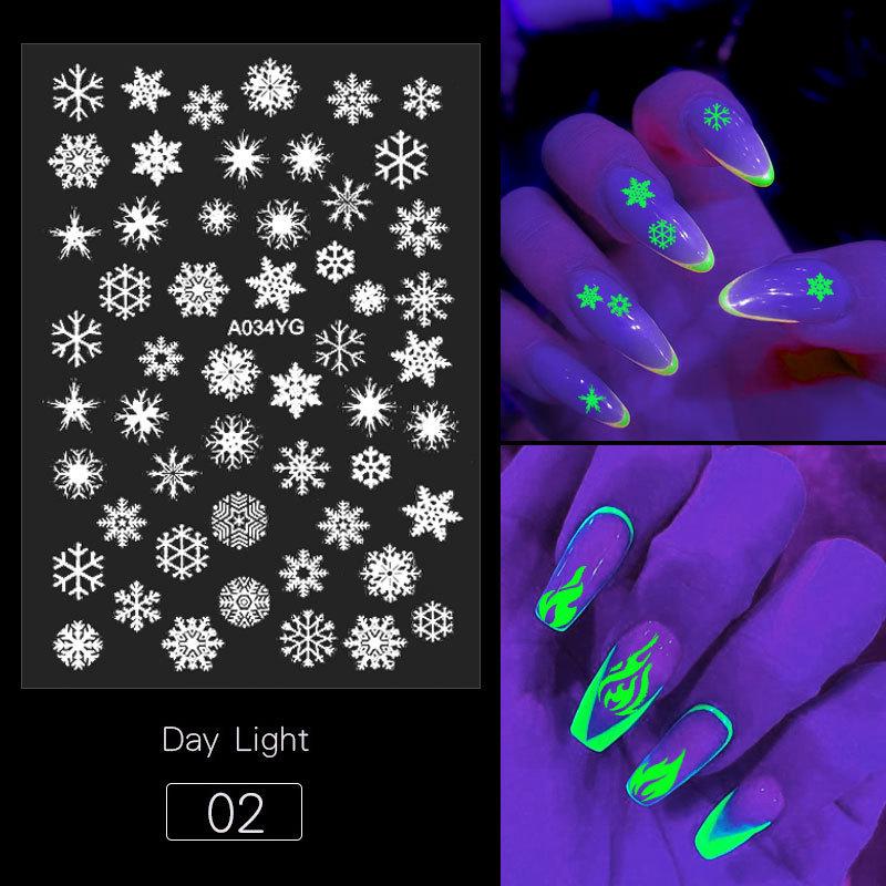 3D Nail Art Glitter Decal Nail Stickers Glowing in Dark DIY