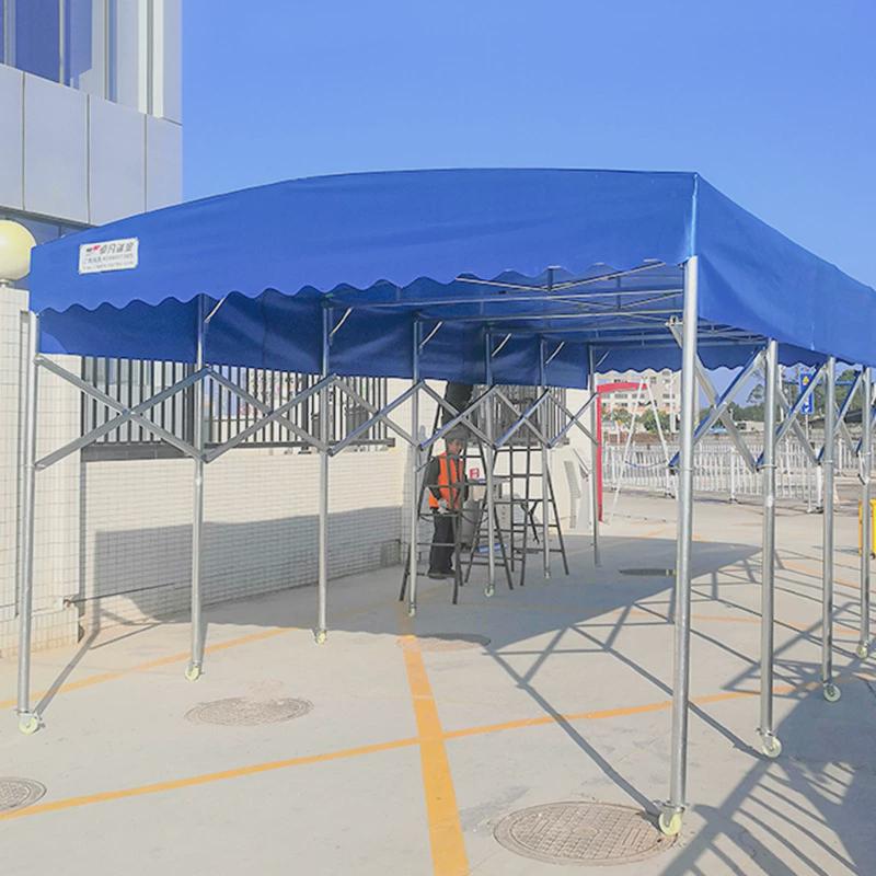 户外移动推拉雨棚遮阳棚折叠伸缩大型仓库车棚活动大排档帐篷雨蓬