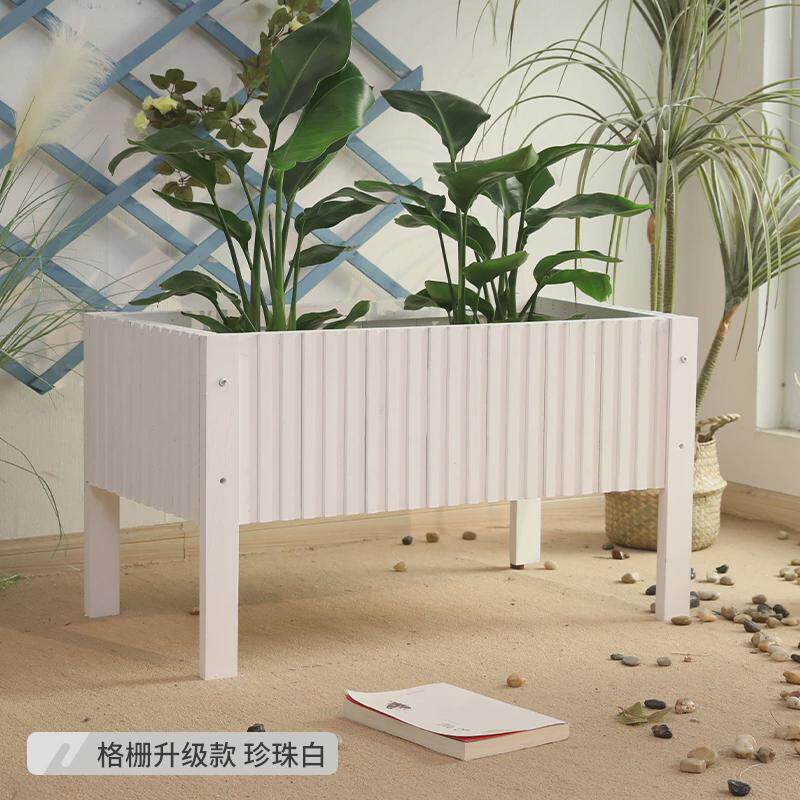 防腐木花箱室内阳台花槽木制长方形加高脚种植箱室外户外长条花盆