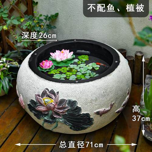 A524庭院流水摆件循环水户外鱼缸阳台小鱼池造景电视柜旁落地假山