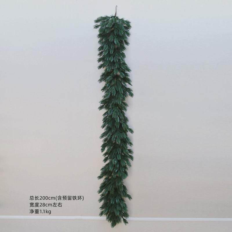 工厂直销圣诞藤条绿色pe装饰挂件2米塑胶藤节庆场景布置酒店商场