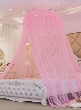 19ek双人蚊帐通用款1.8米圆顶1.5m床2m大床家用吸顶公主风单人床1