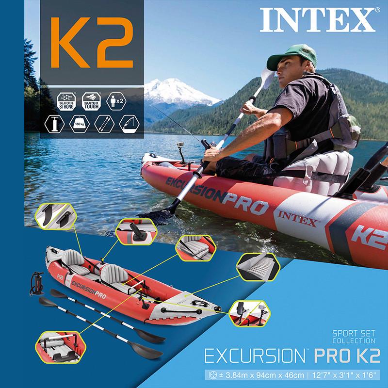 intex68303/68309单人双人折叠组皮划艇冲锋舟钓鱼船加厚船独木舟