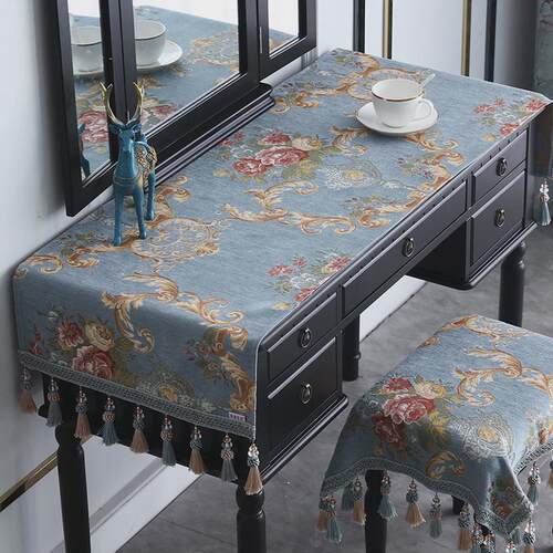 06ym欧式梳妆台台布书桌桌布卧室防尘化妆台床头柜斗柜盖布桌面垫