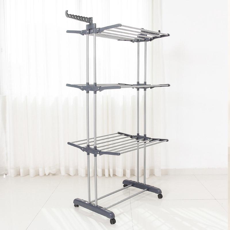 工厂直供简易落地晾衣架家居多层折叠翼型晒衣架新款晾晒衣架子