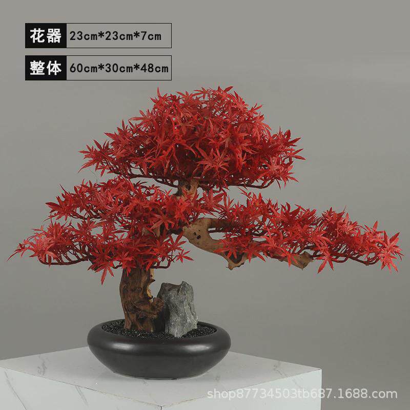 仿真盆景假松树装饰品植物小摆件酒店装饰玄关桌电视柜景观迎客松