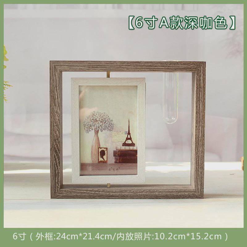 创意双面相框摆台镜子照片旋转双用6寸7寸书桌办公桌框水培辛泽康