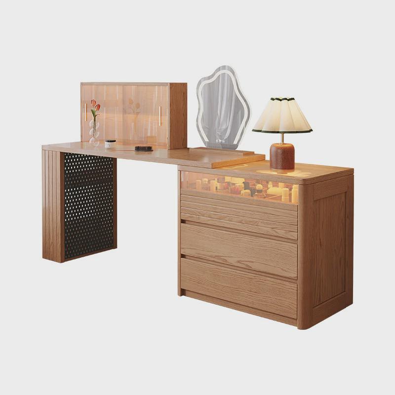 斗柜梳妆台分体白蜡木纹实木卧室现代简约化妆桌床尾收纳柜转角柜