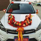 森系装 车头花布置车结婚花车中式 饰车队拉花仿真主婚 饰套装 婚车装