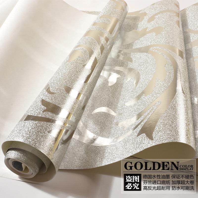 金箔壁纸金色叶欧式茛苕银色ktv吊顶天花板客厅卧室电视背景墙纸
