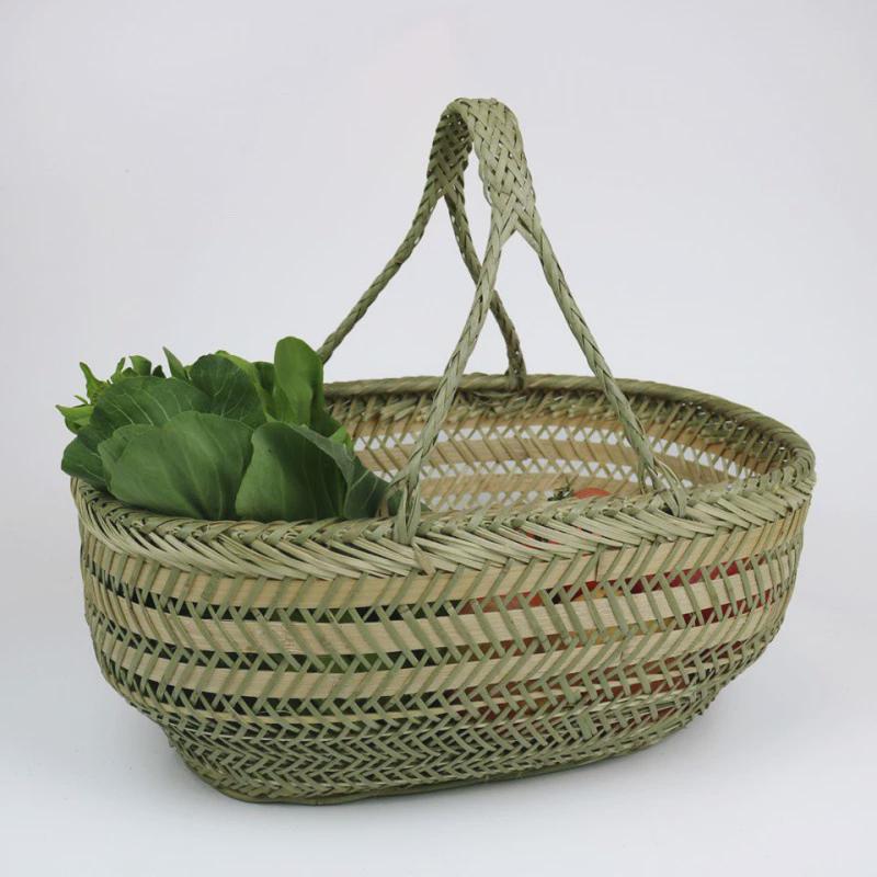 买菜篮子竹子家用编织手提竹编制品厨房放鸡蛋藤编竹篮水果收纳筐