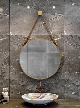 浴室镜子创意圆形挂镜艺术壁挂镜酒店民宿智能镜led灯镜卫生间镜