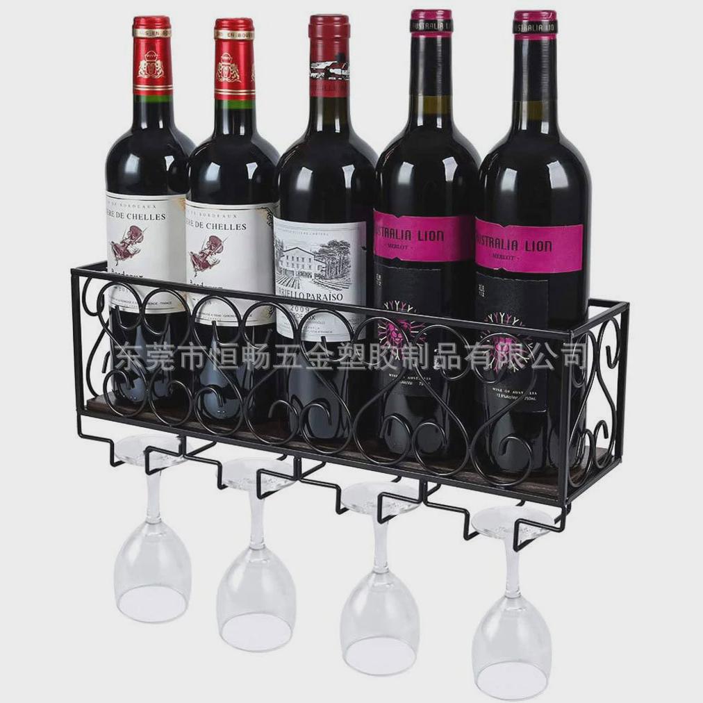 黑色红酒架悬挂高脚杯架家用酒架葡萄酒红酒收纳架悬挂高脚酒杯架