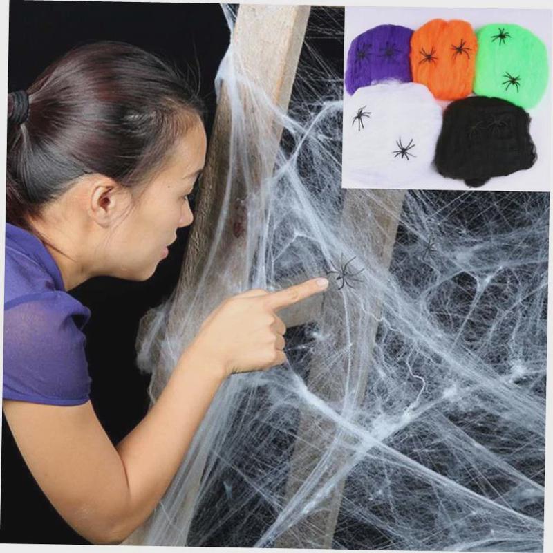 Halloween Scary Party Scene Props White Stretchy Cobweb1