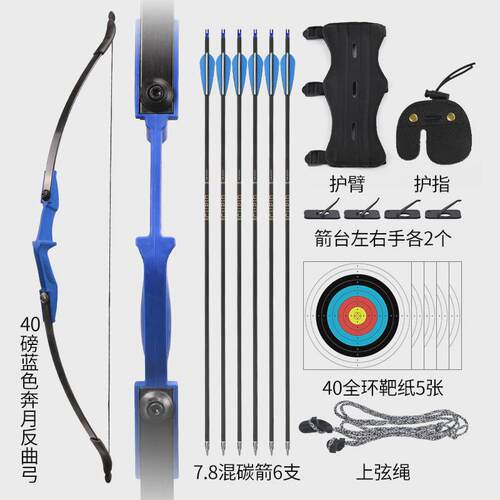 弓箭射箭器材奔月反曲弓套装多颜色数磅多可选含护具靶纸跨境可卖