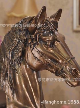欧美家居饰品马头雕塑摆件客厅酒店饰摆会所装饰品树脂工艺品