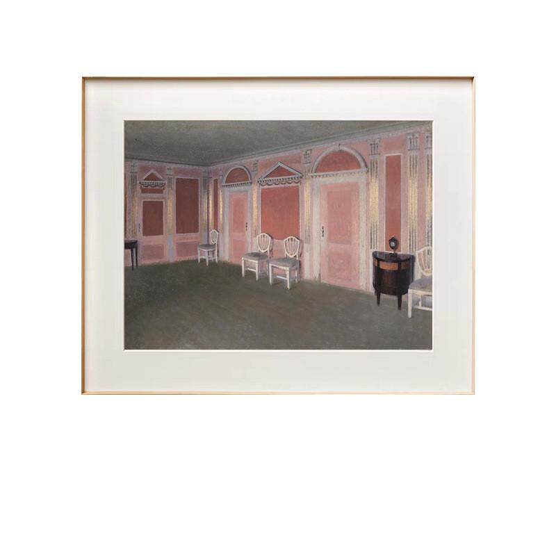 现代简约餐厅组合套装装饰画沙发背景墙卧室粉红色样板间挂画壁画