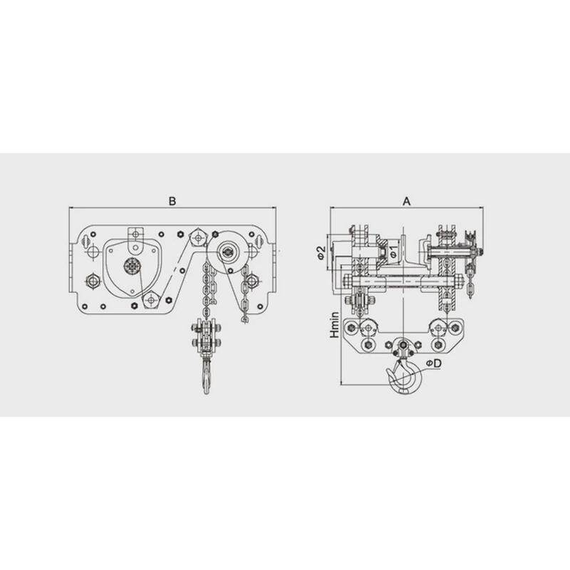 双鸟cha-d(1t-10t）低组合净空葫芦深沟球轴承设计起重手拉葫芦