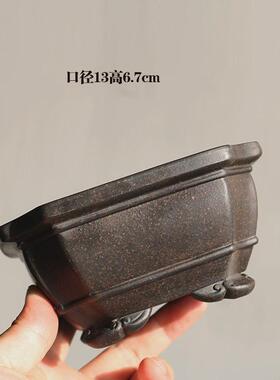 紫砂花盆四方盆微小长方六方形浅盆菖蒲松柏盆景多肉姬月季竹节