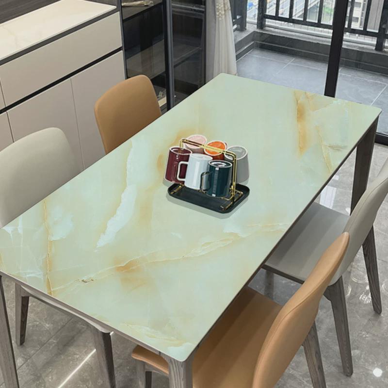 9qxc仿大理石餐桌垫无味软玻璃桌布pvc防水防油茶几垫子塑料灰色