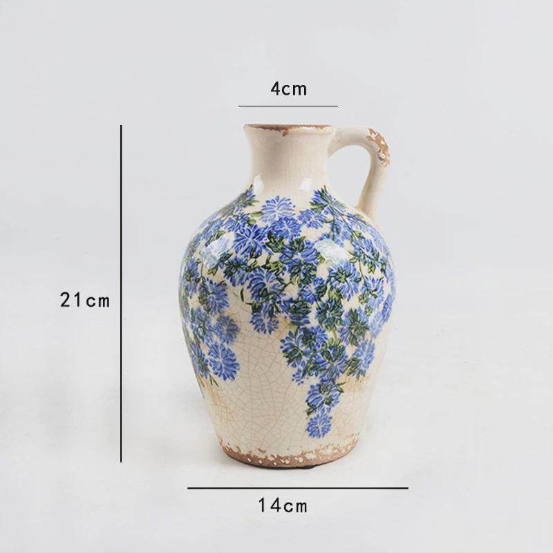 青花瓷花瓶复古陶瓷花瓶做旧冰裂纹花瓶水培花器家居装饰网红摆件,家居饰品,装饰摆件,淘宝优惠券,粉丝福利购,淘宝优惠卷