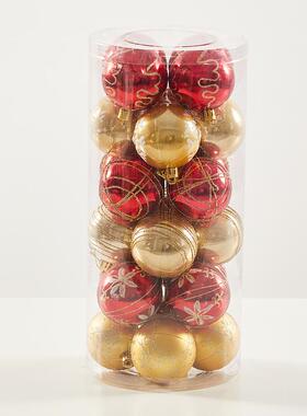 6cm白色圣诞彩绘球手绘球天花装饰品挂件圣诞节吊饰圣诞树装饰