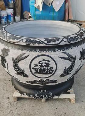 石雕鱼缸青石仿古厂家花岗岩大理石花盆别墅庭院摆件鱼缸供应
