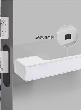 黑色生态门锁极简室内房门锁简约灰色磁吸静音门把手卧室通用锁具