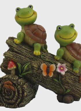 动物树脂灯乌龟爬树草坪庭院装饰灯园林花园摆件太阳能雕像工艺品
