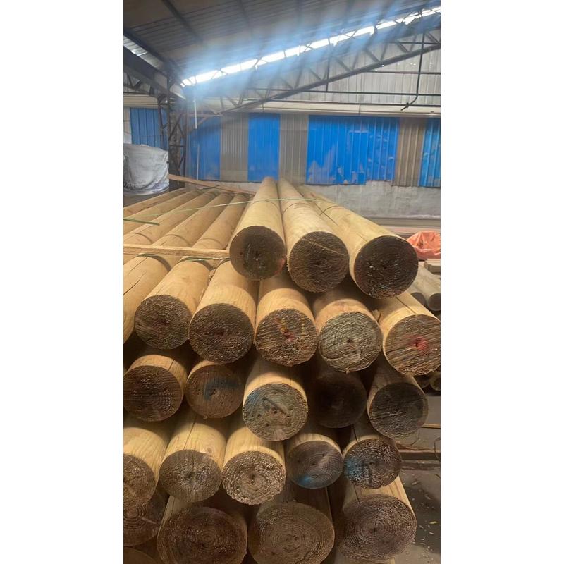 户外防腐木圆木柱樟子松实木圆柱圆木棒原木木方立柱加工古建横梁