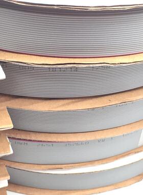 2651红边灰排线7股0.1线1.27间距265128awg排线fc扁平铜丝10-64p