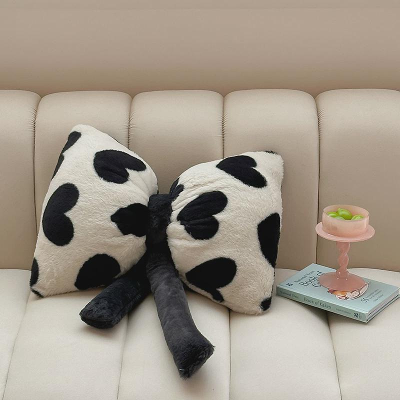 ins创意个性少女心兔兔绒条纹抱枕靠垫蝴蝶结卧室客厅沙发韩式风